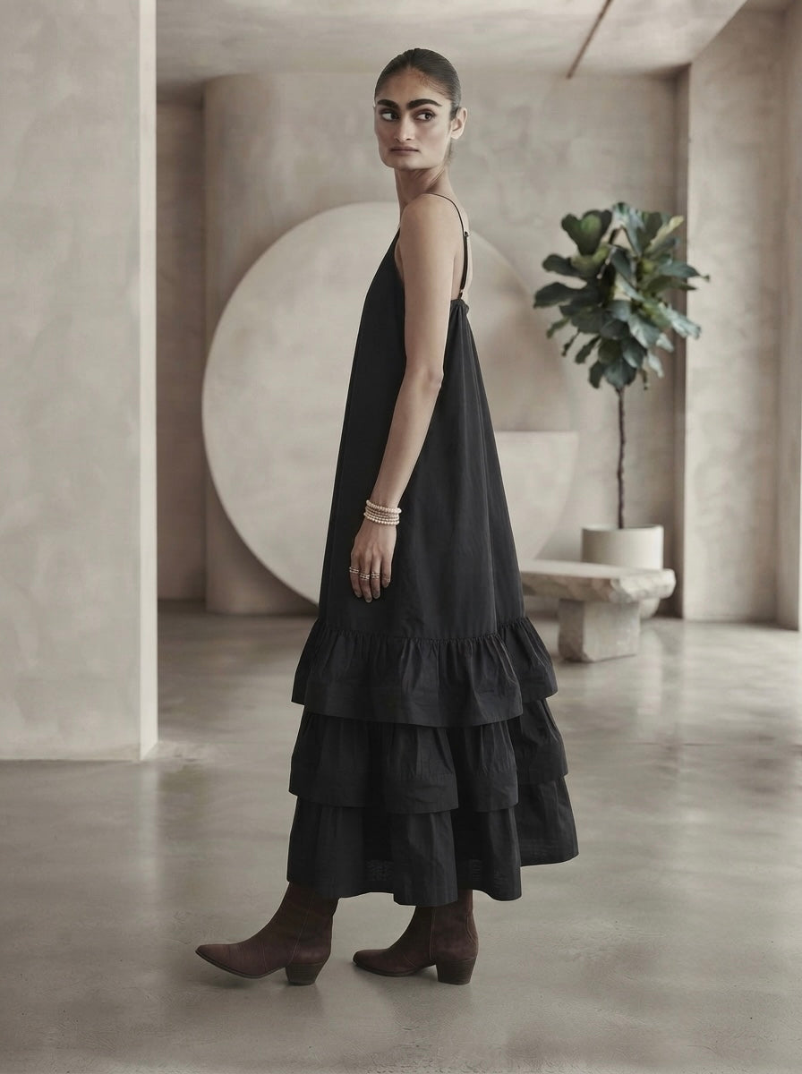 Darkside Cascade Tiered Slip Dress