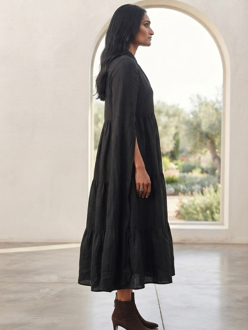 Eclipse Tiered Cape Sleeve Dress