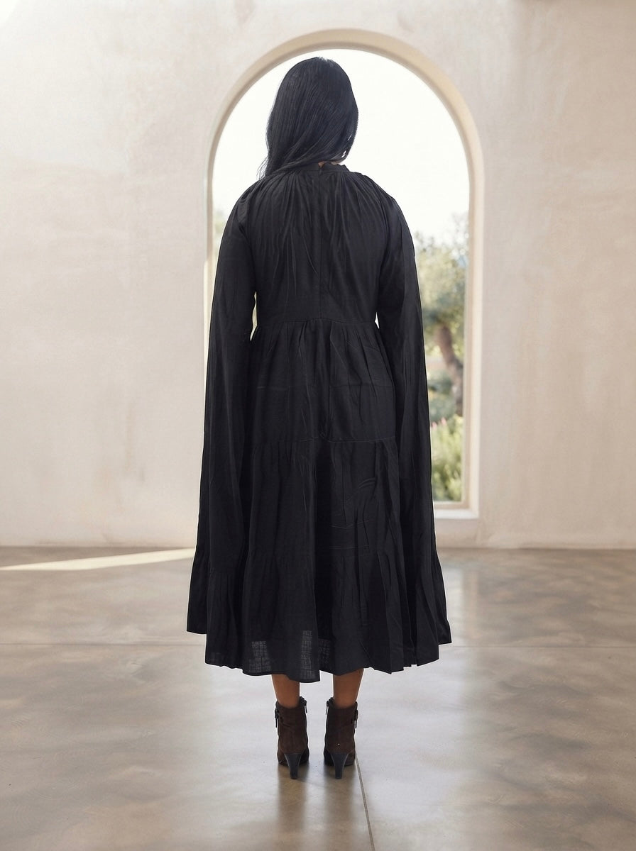 Eclipse Tiered Cape Sleeve Dress