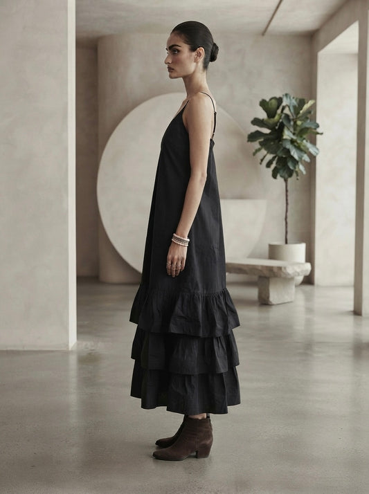 Darkside Cascade Tiered Slip Dress