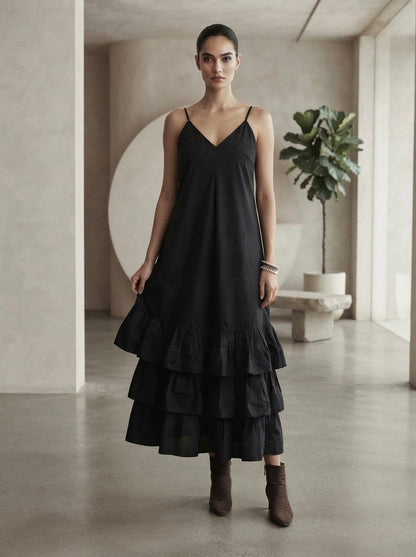 Darkside Cascade Tiered Slip Dress