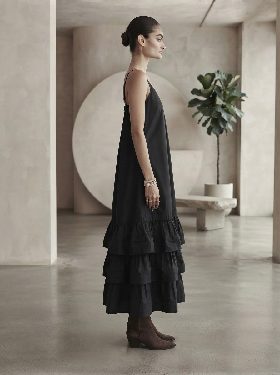 Darkside Cascade Tiered Slip Dress