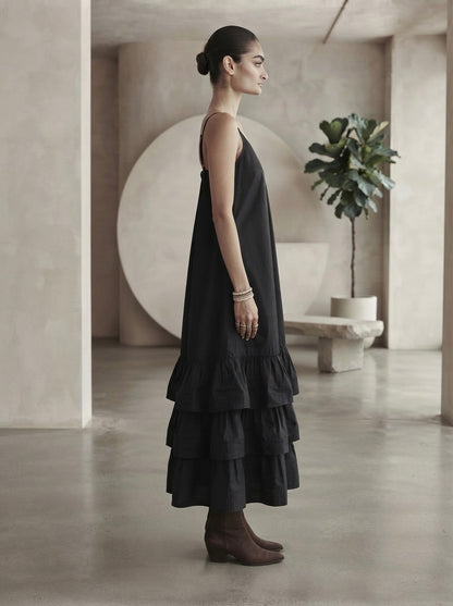 Darkside Cascade Tiered Slip Dress