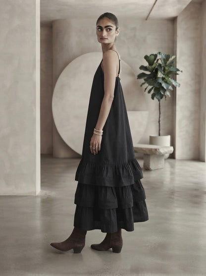 Darkside Cascade Tiered Slip Dress