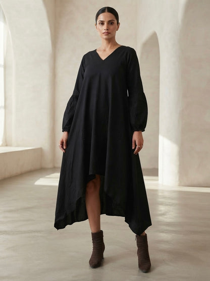Shadowline Asymmetric V-Neck Dress