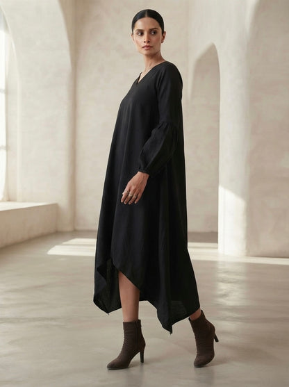 Shadowline Asymmetric V-Neck Dress
