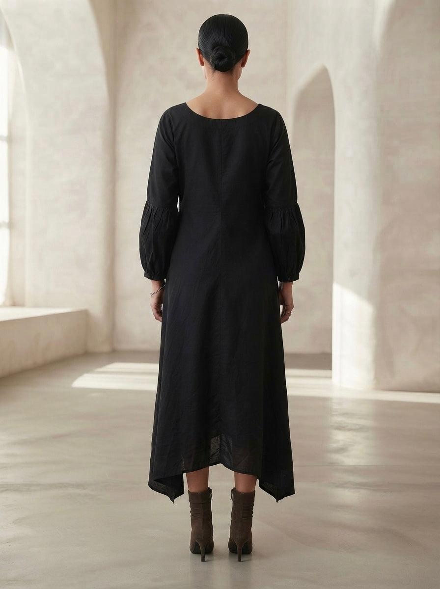 Shadowline Asymmetric V-Neck Dress