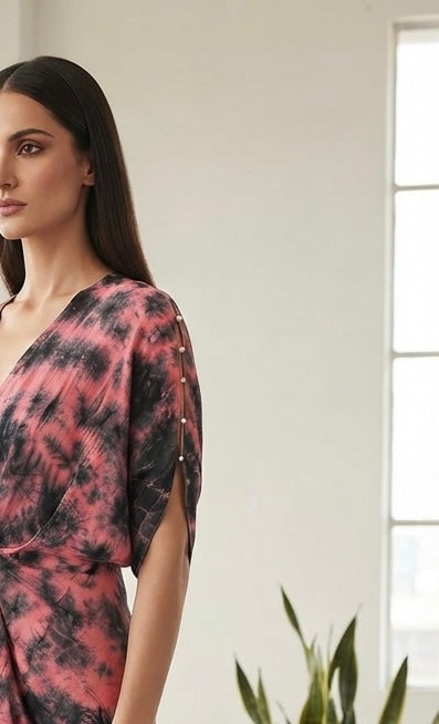 Shibori kaftan dress