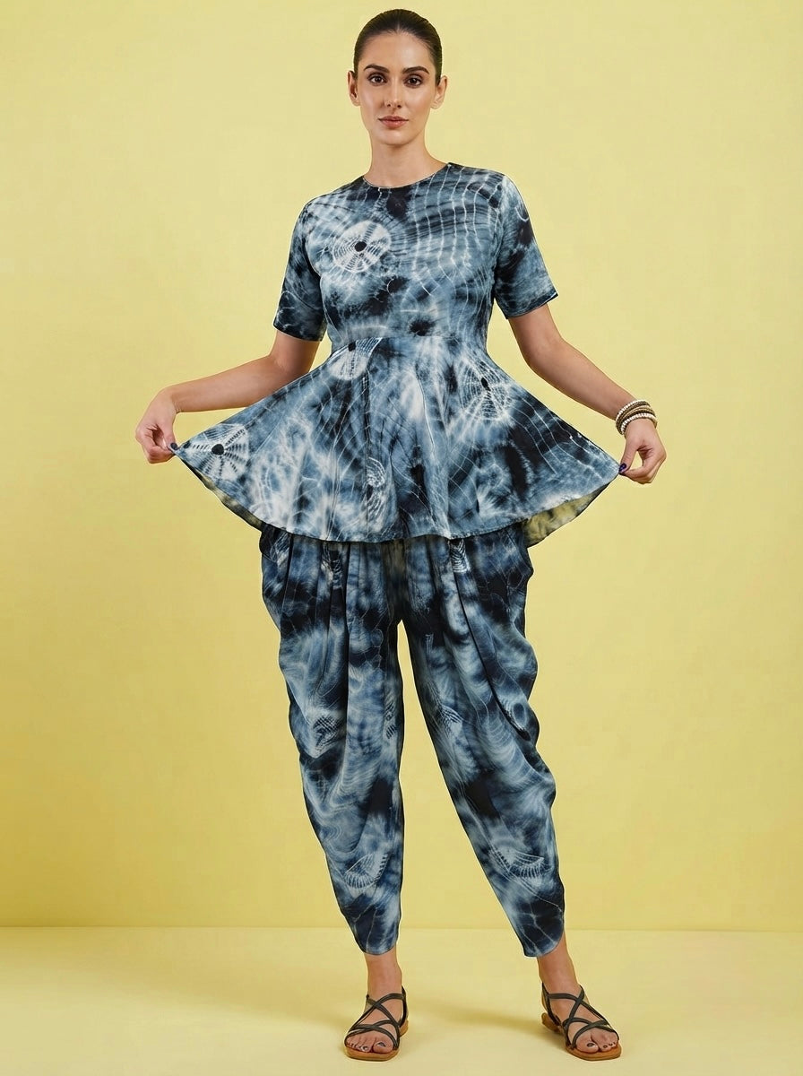 Midnight Nebula Peplum & Dhoti Set