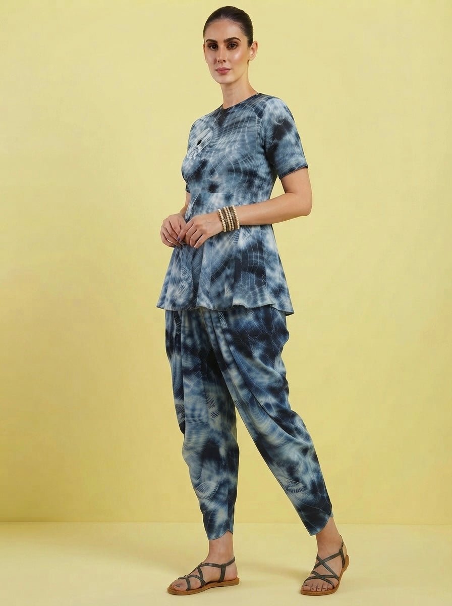 Midnight Nebula Peplum & Dhoti Set