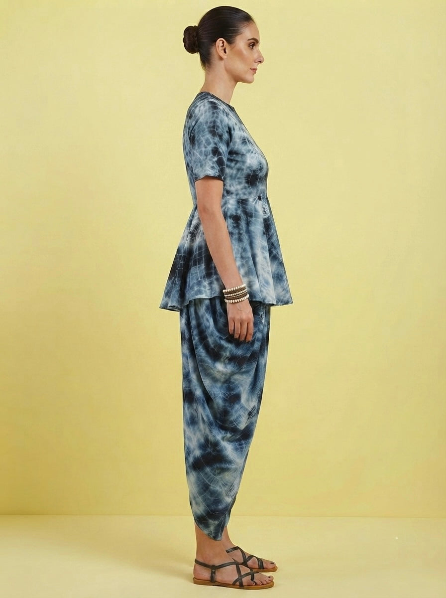 Midnight Nebula Peplum & Dhoti Set
