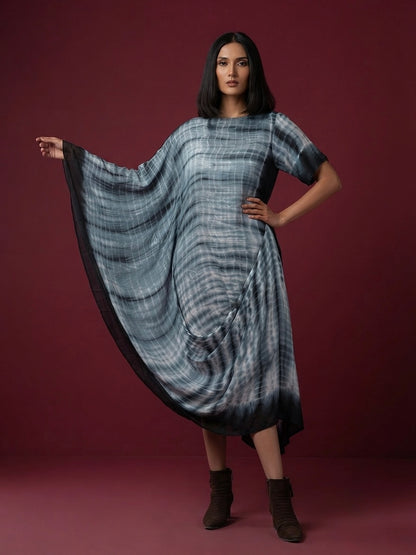 Obsidian Wave Draped Kaftan Dress