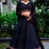Sequined and bead worked black lehenga and embellished blouse and dupatta best for cocktail reception