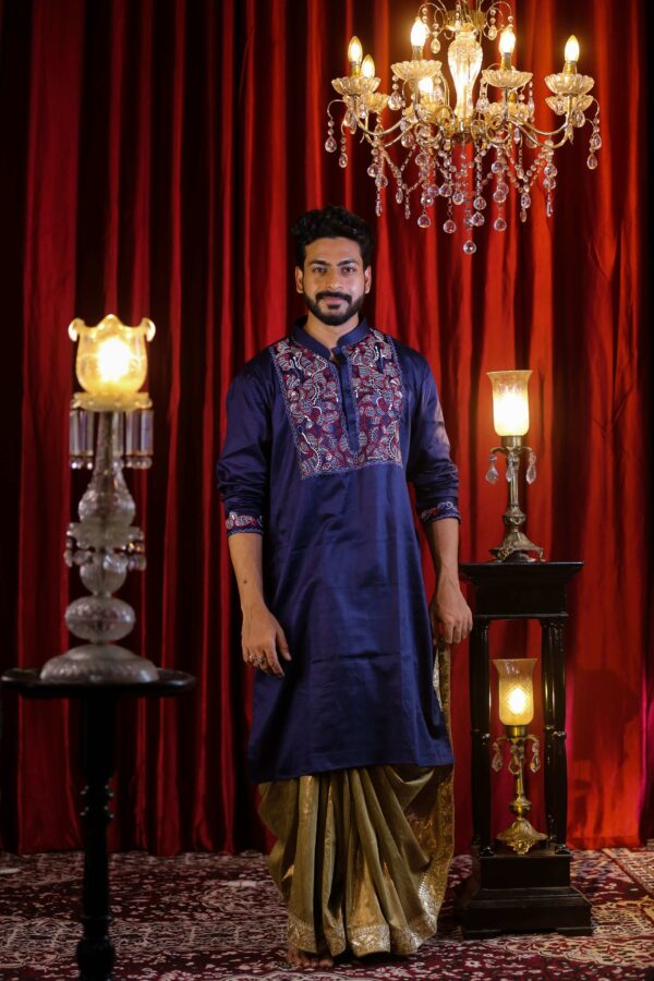 Blue Kurta with embroidery work by black in vogue