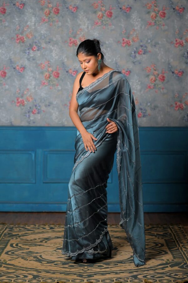 Blissful Gray Tissue Saree