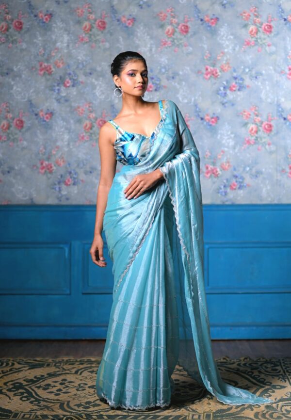 Blue Tissue Saree