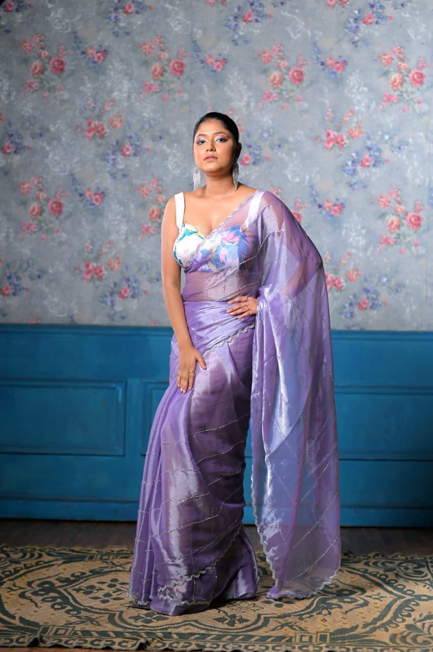 Purple Tissue Saree