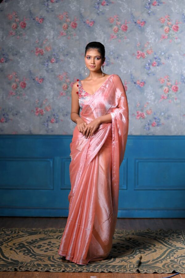 Peach Tissue saree