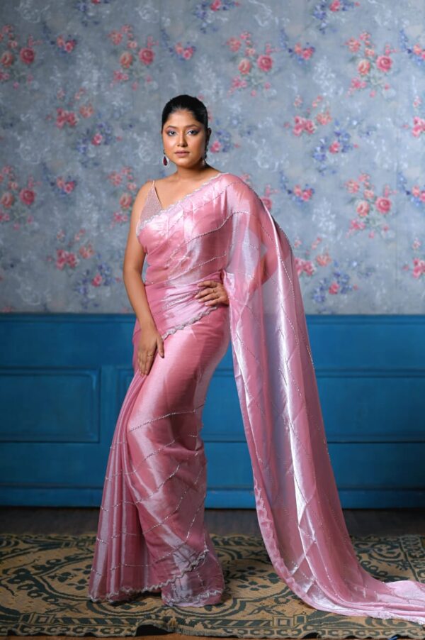 Pink Tissue Saree