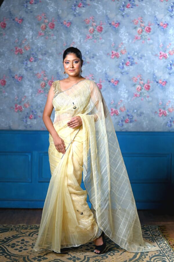 Sundust Yellow Chanderi Saree