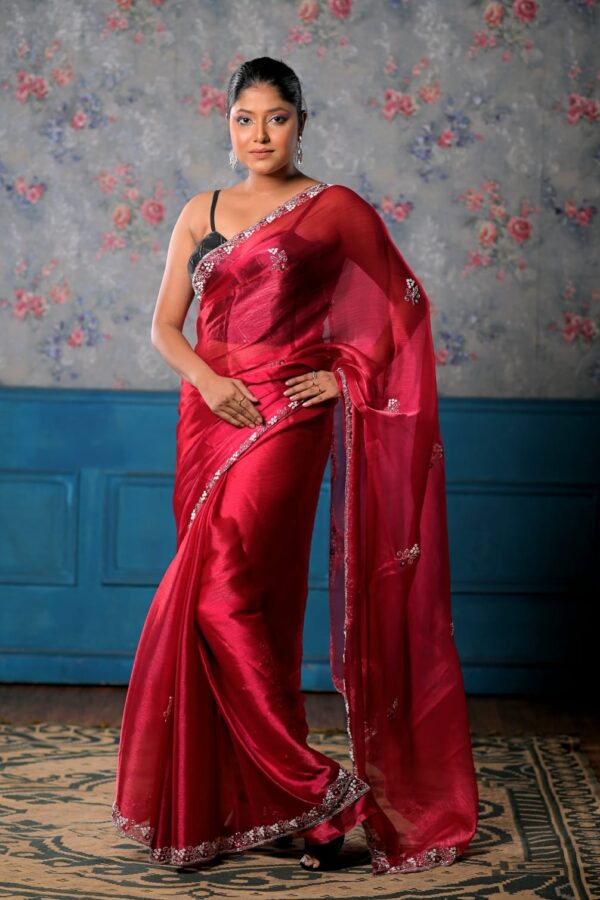 Red Aura Tissue Saree