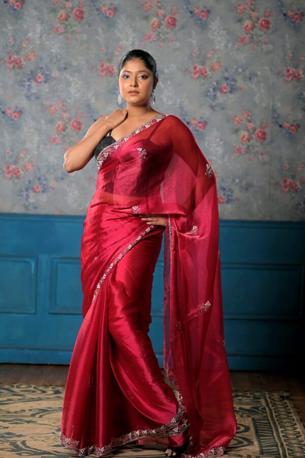 Red Aura Tissue Saree