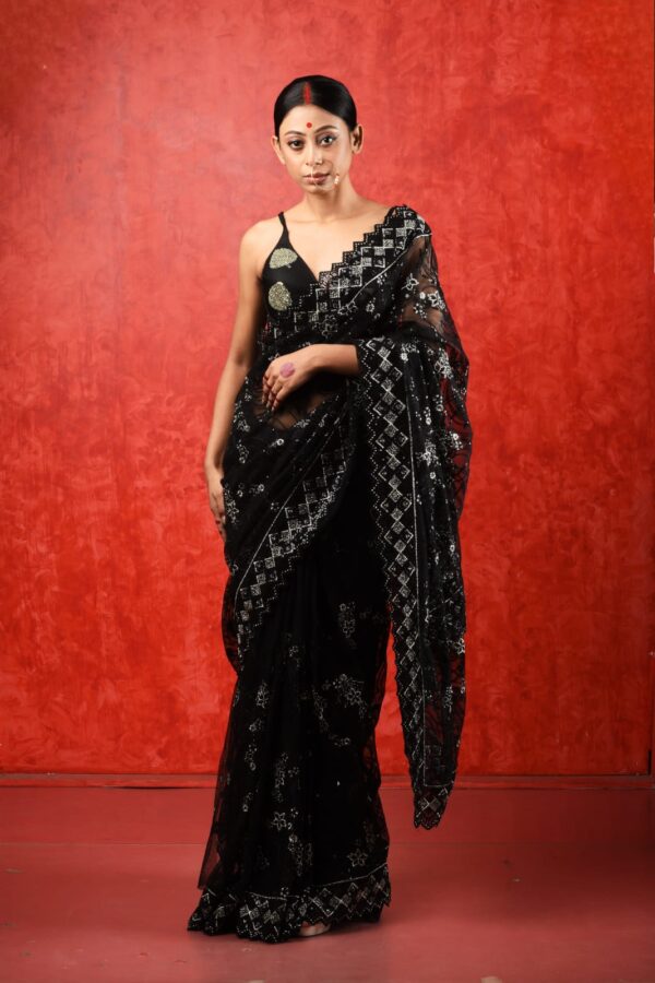 Black tissue saree