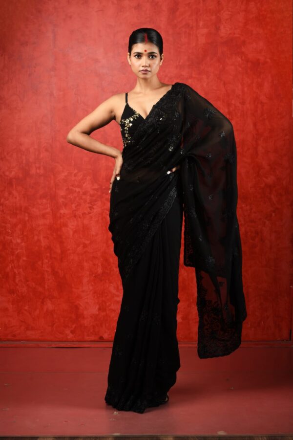 Black Love Sequined Saree