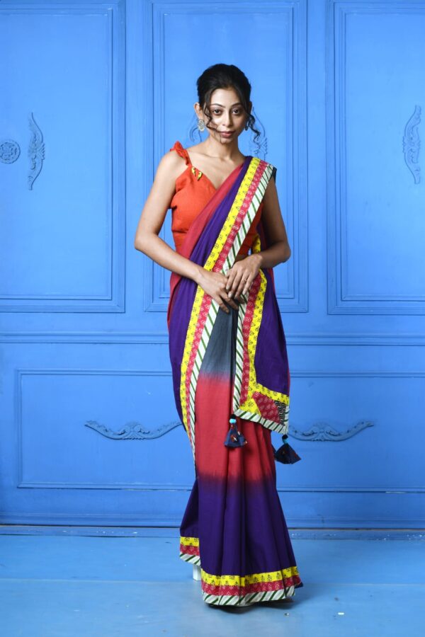 Purple Island Cotton hand dyed saree